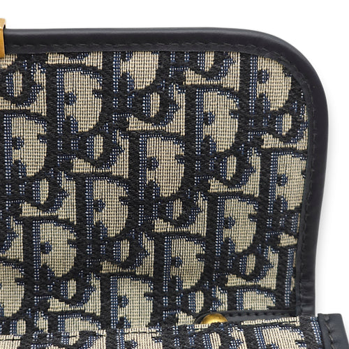 Dior Addict Medium Blue Oblique Shoulder Bag in Jacquard, Gold hardware