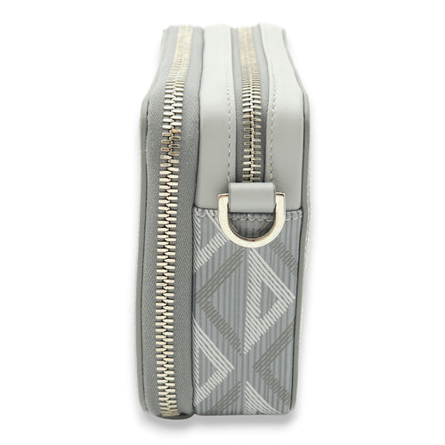 Zipped Pouch Grey Crossbody Bag in Coated Canvas, Palladium hardware