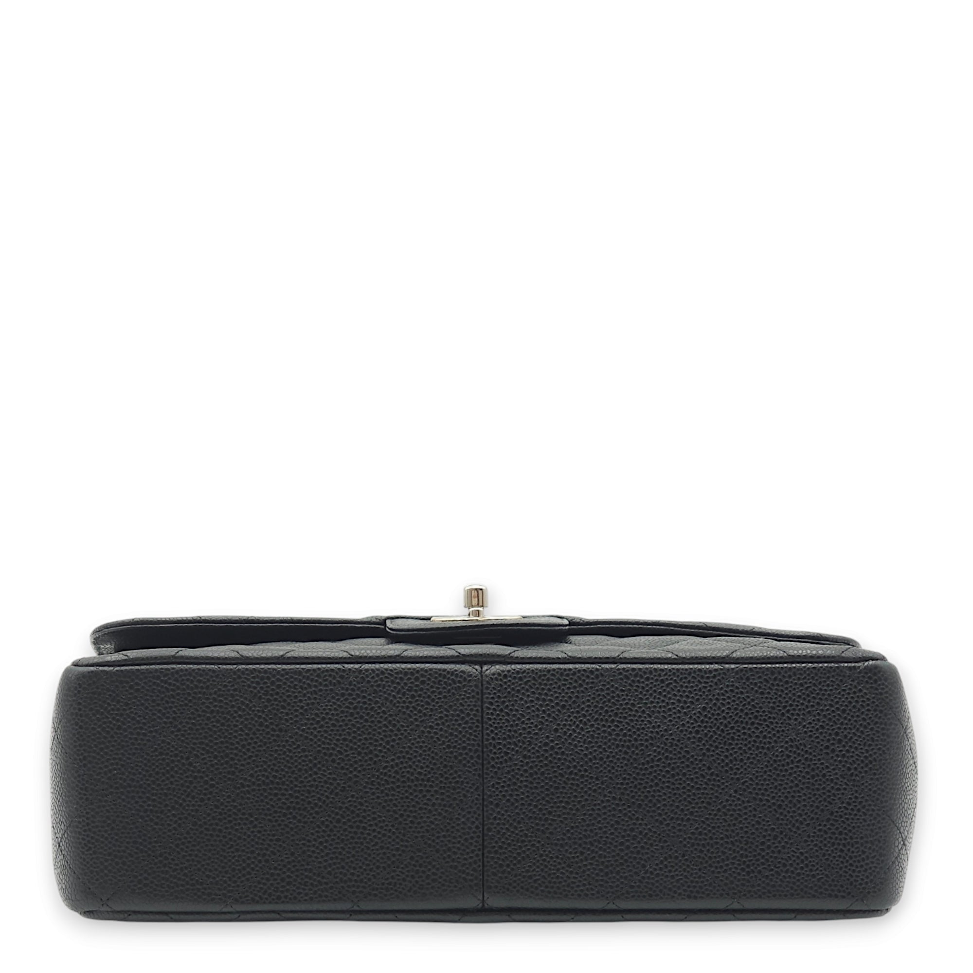 Classic Double Flap Jumbo Black Shoulder Bag in Caviar Leather, Palladium hardware