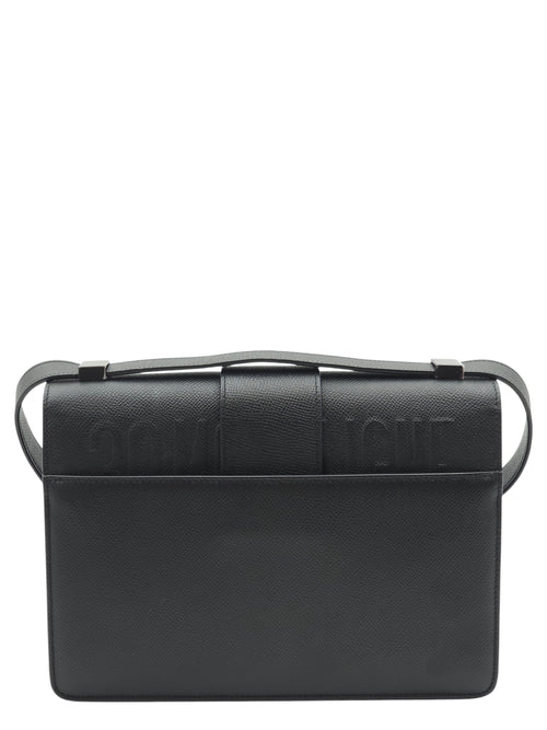 30 Montaigne Medium Black Crossbody Bag in Calfskin, Black powder coated hardware