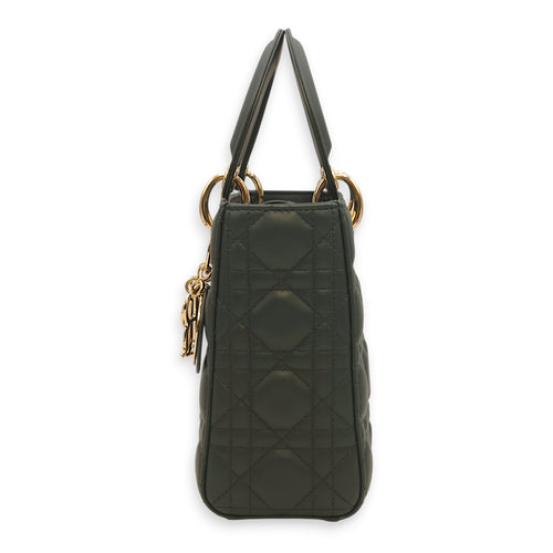 Lady Dior My ABCDIOR Dark Green Top Handle Bag in Lambskin, Gold hardware