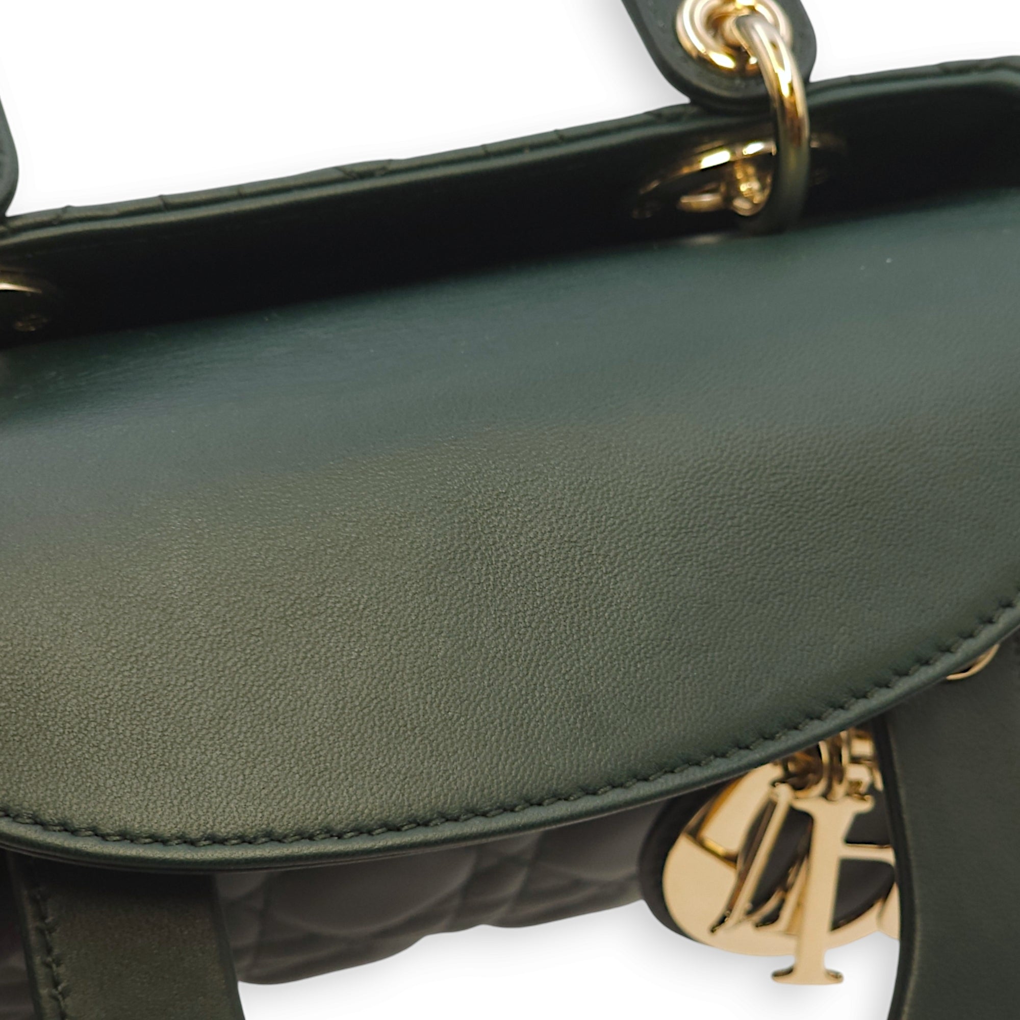 Lady Dior My ABCDIOR Dark Green Top Handle Bag in Lambskin, Gold hardware