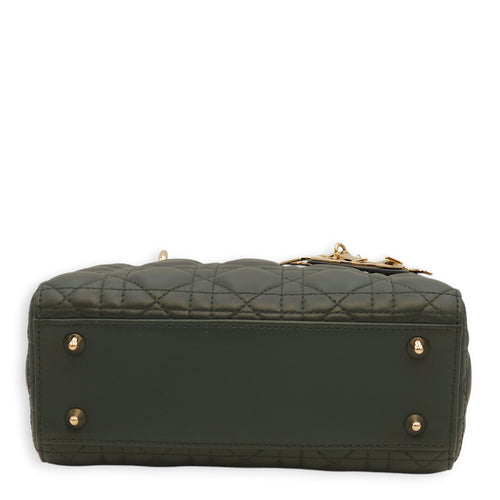 Lady Dior My ABCDIOR Dark Green Top Handle Bag in Lambskin, Gold hardware