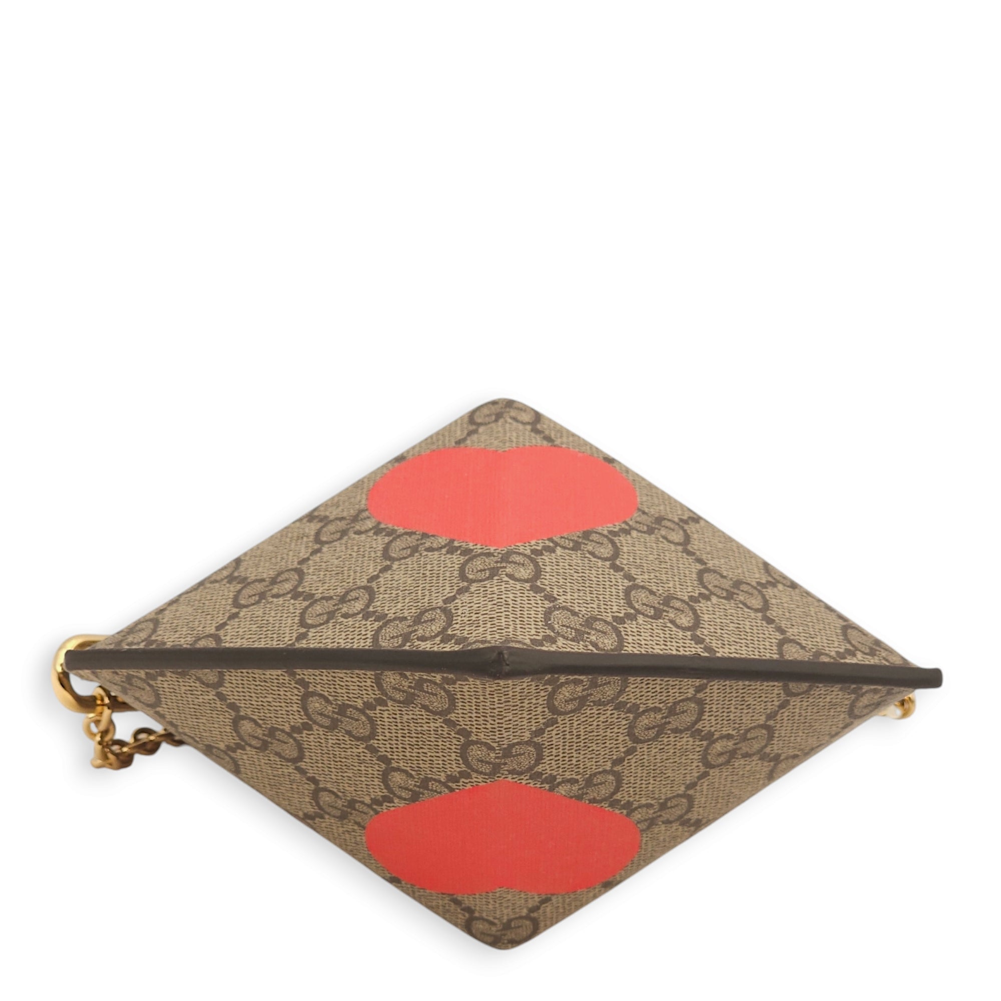 GG Supreme Valentine's Day Heart Brown Crossbody Bag in Monogram Coated Canvas, Gold hardware