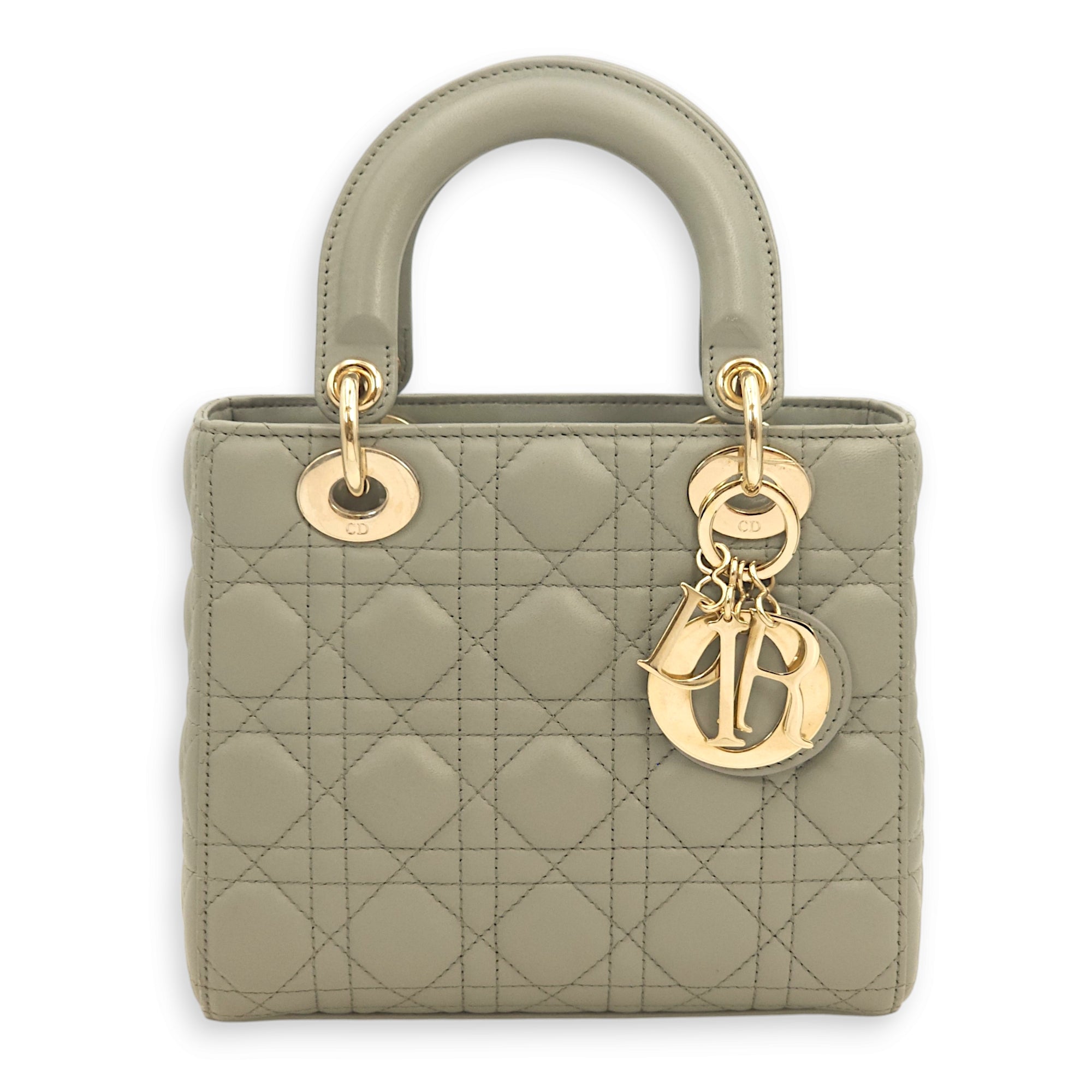 Lady Dior My ABCDior Grey Shoulder Bag in Lambskin, Gold hardware