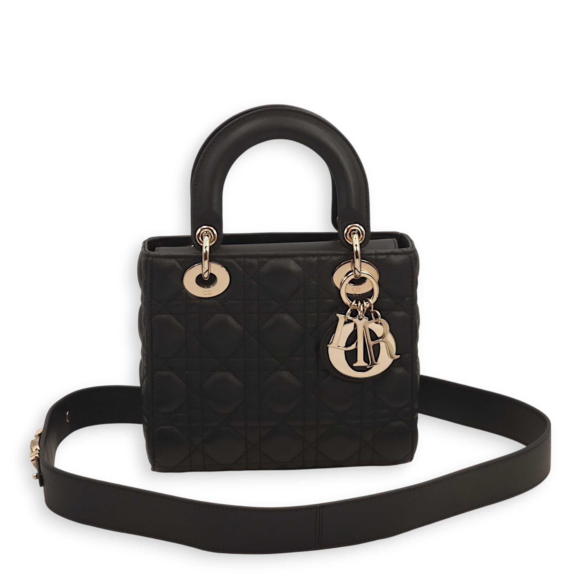 Lady Dior My ABCDior Black Top Handle Bag in Lambskin, Gold hardware