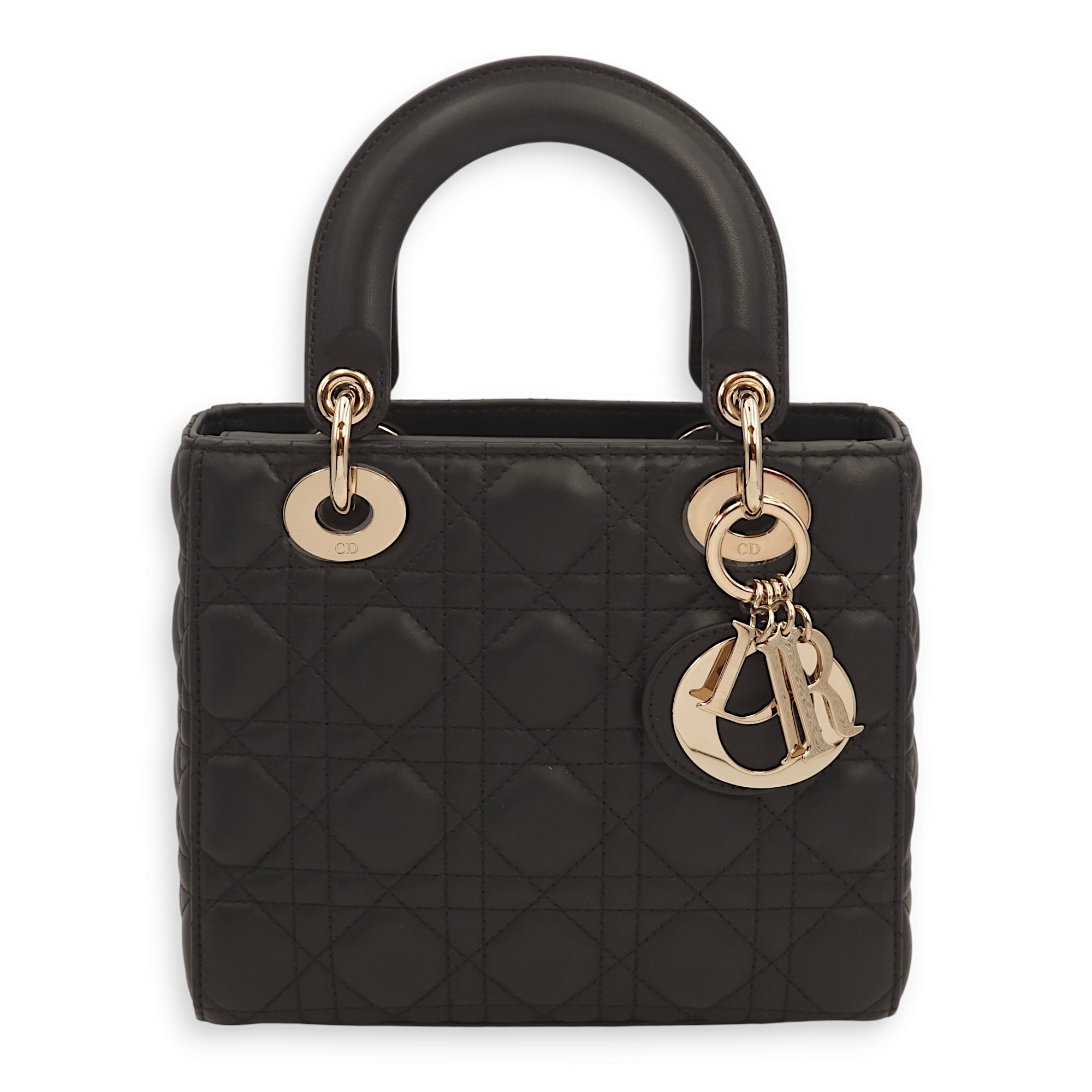 Lady Dior My ABCDior Black Top Handle Bag in Lambskin, Gold hardware