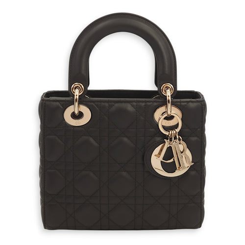 Lady Dior My ABCDior Black Top Handle Bag in Lambskin, Gold hardware