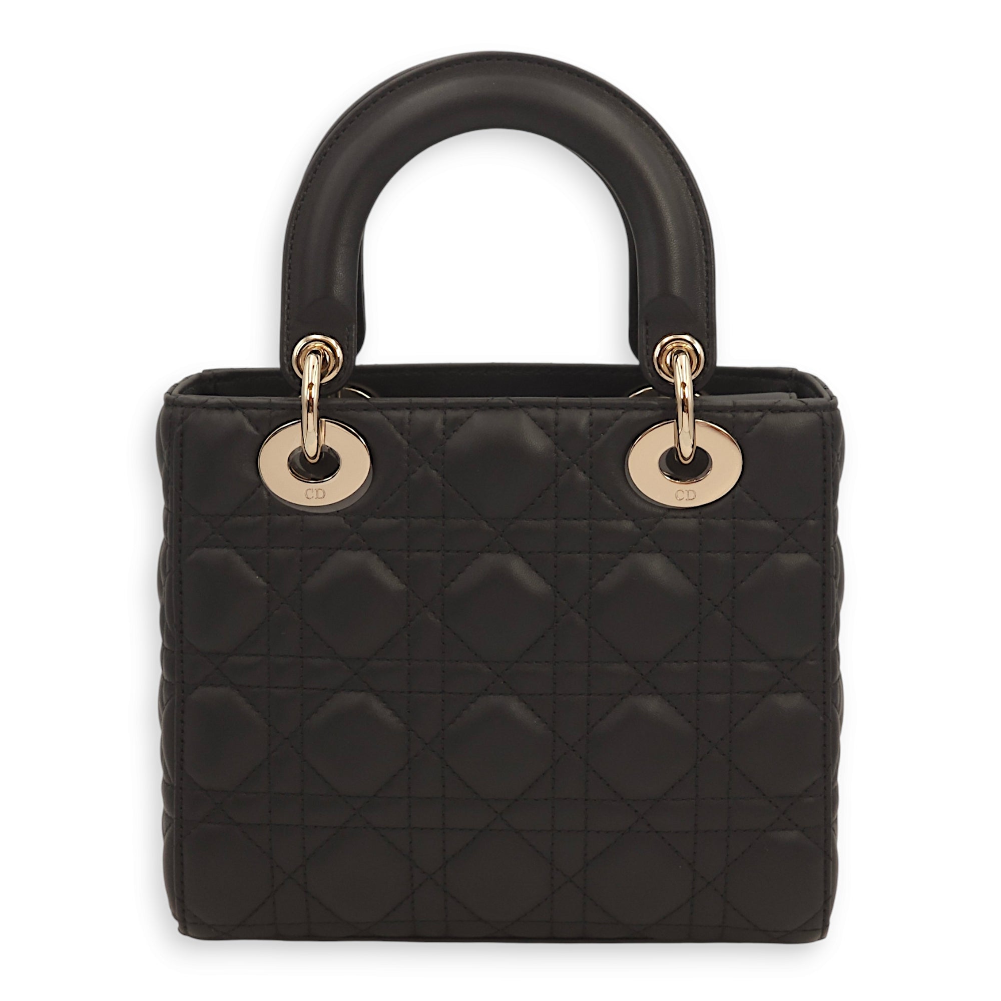 Lady Dior My ABCDior Black Top Handle Bag in Lambskin, Gold hardware