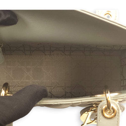 Lady Dior My ABCDior Grey Shoulder Bag in Lambskin, Gold hardware