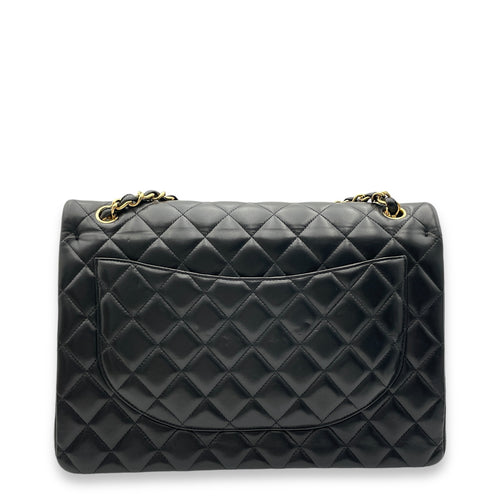 Classic Double Flap Black Shoulder Bag in Lambskin, Gold hardware