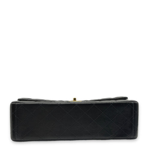 Classic Double Flap Black Shoulder Bag in Lambskin, Gold hardware