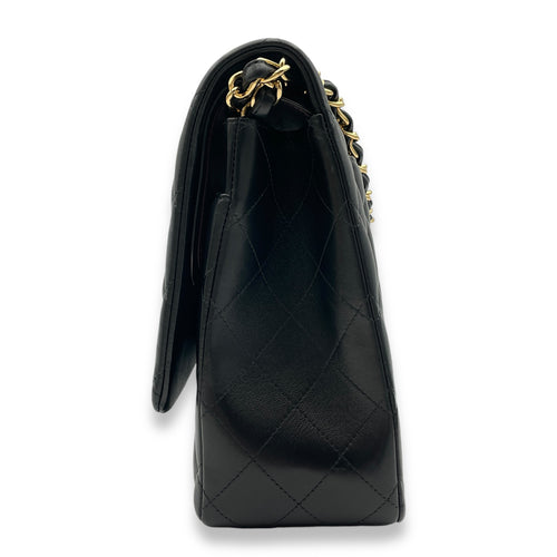 Classic Double Flap Black Shoulder Bag in Lambskin, Gold hardware