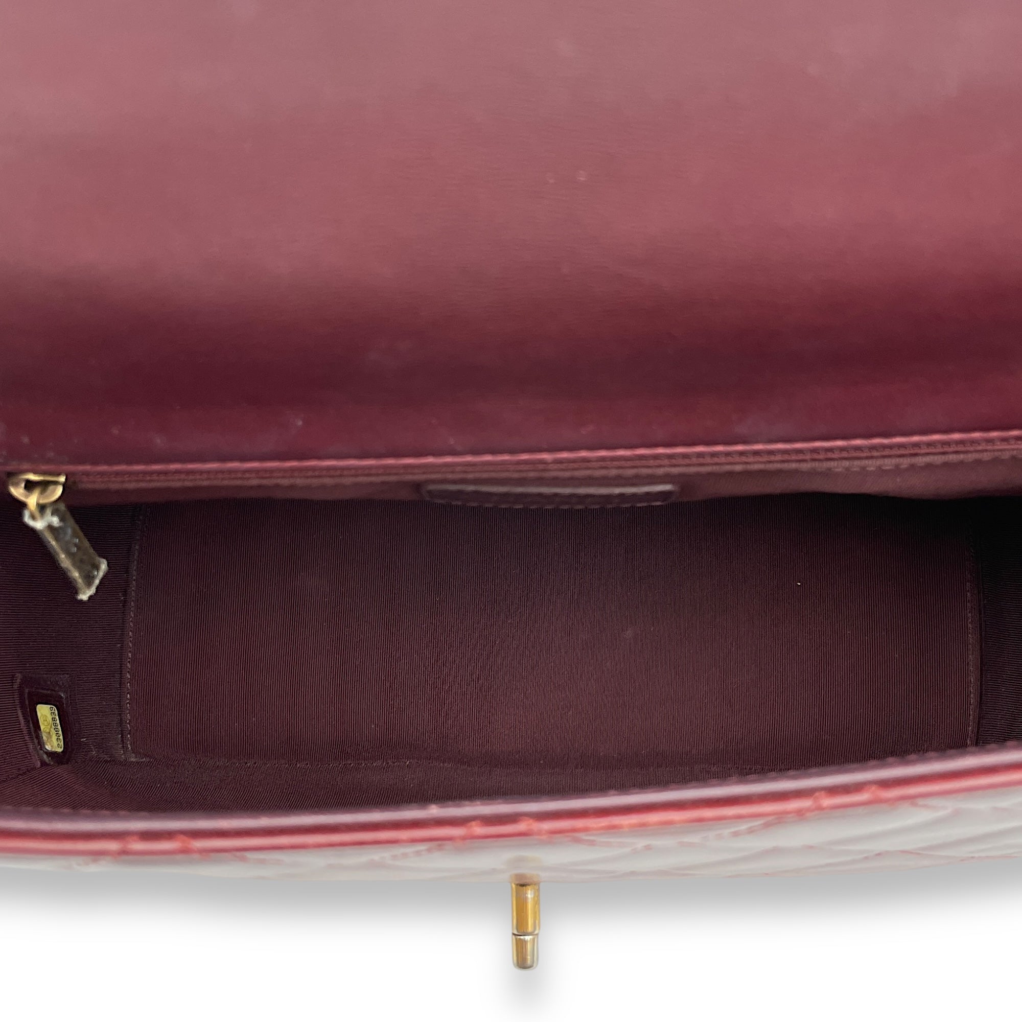 Seasonal Flap Red Top Handle Bag in Glazed Calfskin, Gold hardware