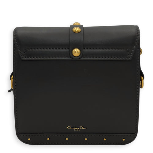 Dioraddict Square Flap Black Shoulder Bag in Calfskin, Gold hardware