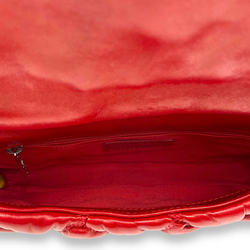 Bubble Quilt Red Shoulder Bag in Lambskin, Palladium hardware