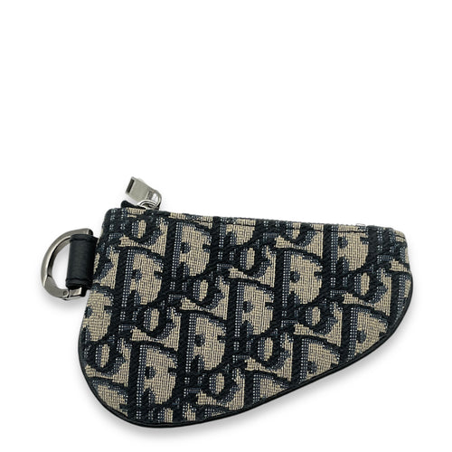 Saddle Triple Pouch Blue Oblique Crossbody Bag in Jacquard, Palladium hardware