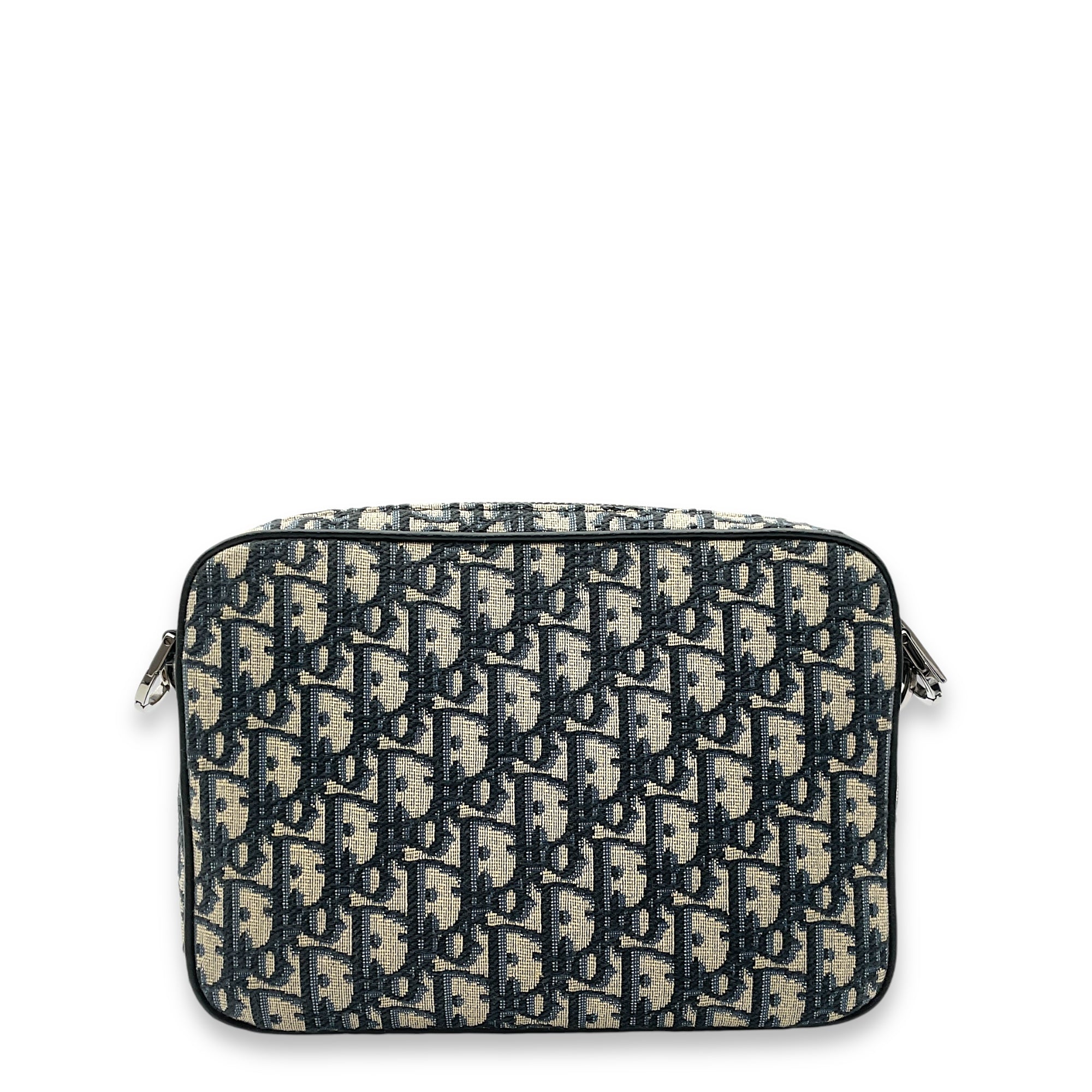 Saddle Triple Pouch Blue Oblique Crossbody Bag in Jacquard, Palladium hardware