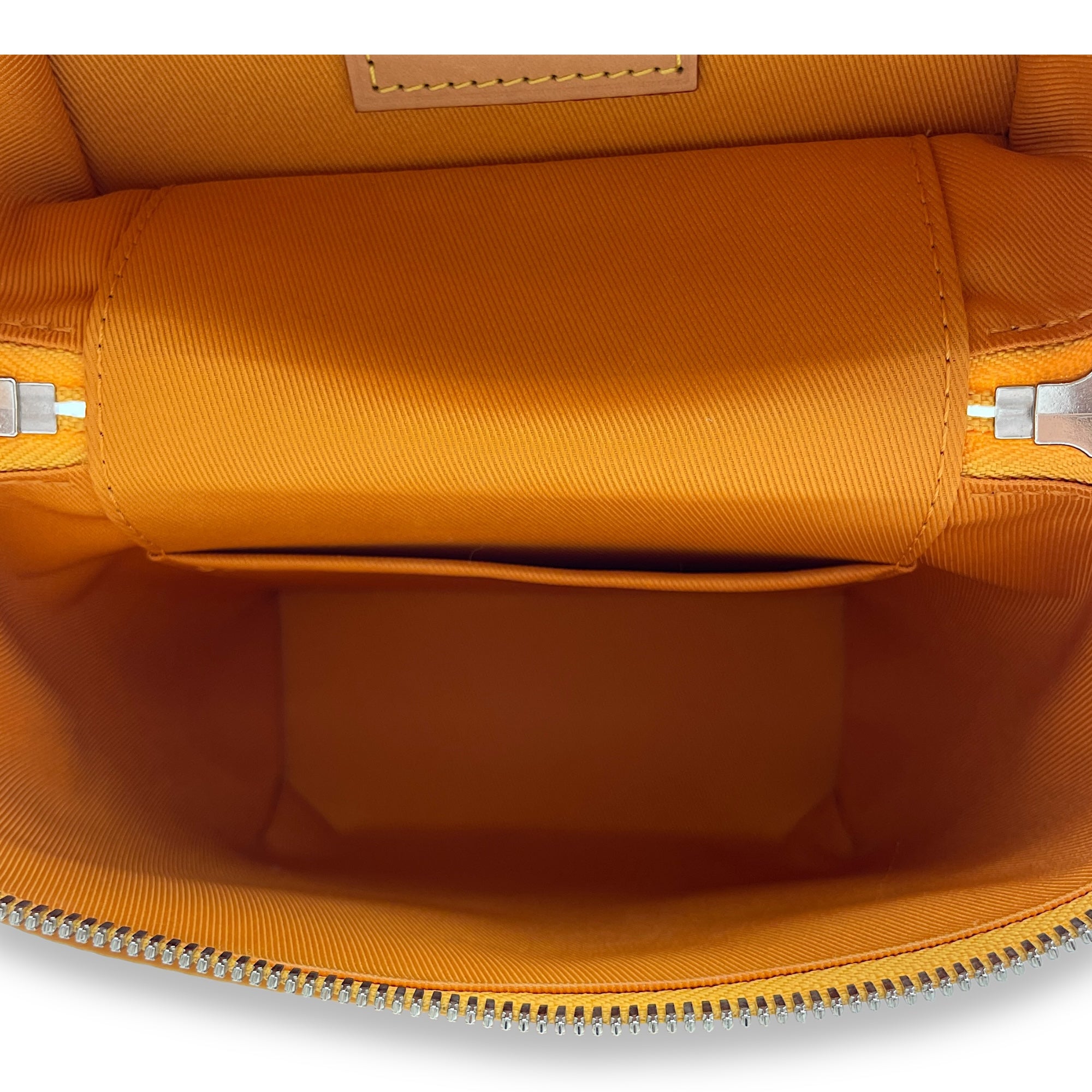 Vertical Box Trunk Yellow Top Handle Bag in Calfskin, Silver hardware