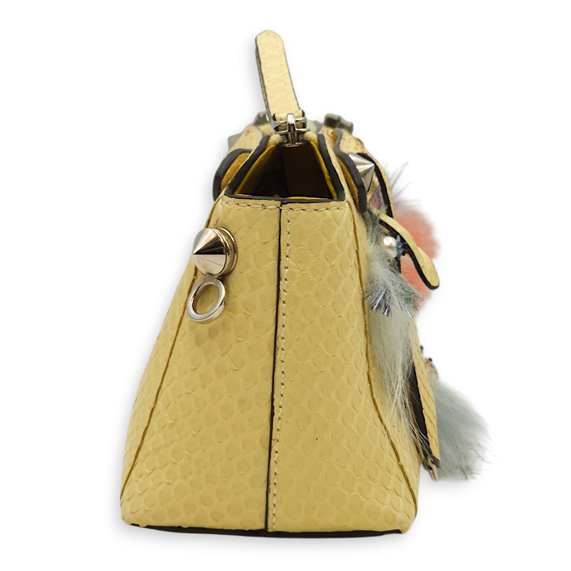 Mini By The Way Satchel with Miniature Creations Yellow Crossbody Bag in Python/Sequins/Beads/Crystals, Silver hardware