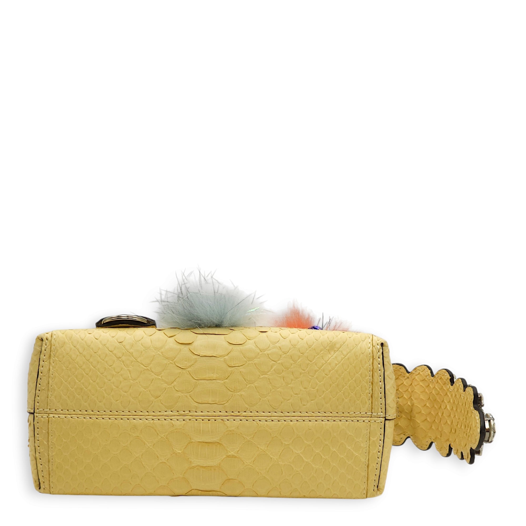 Mini By The Way Satchel with Miniature Creations Yellow Crossbody Bag in Python/Sequins/Beads/Crystals, Silver hardware