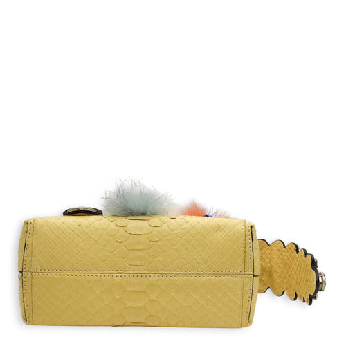 Mini By The Way Satchel with Miniature Creations Yellow Crossbody Bag in Python/Sequins/Beads/Crystals, Silver hardware