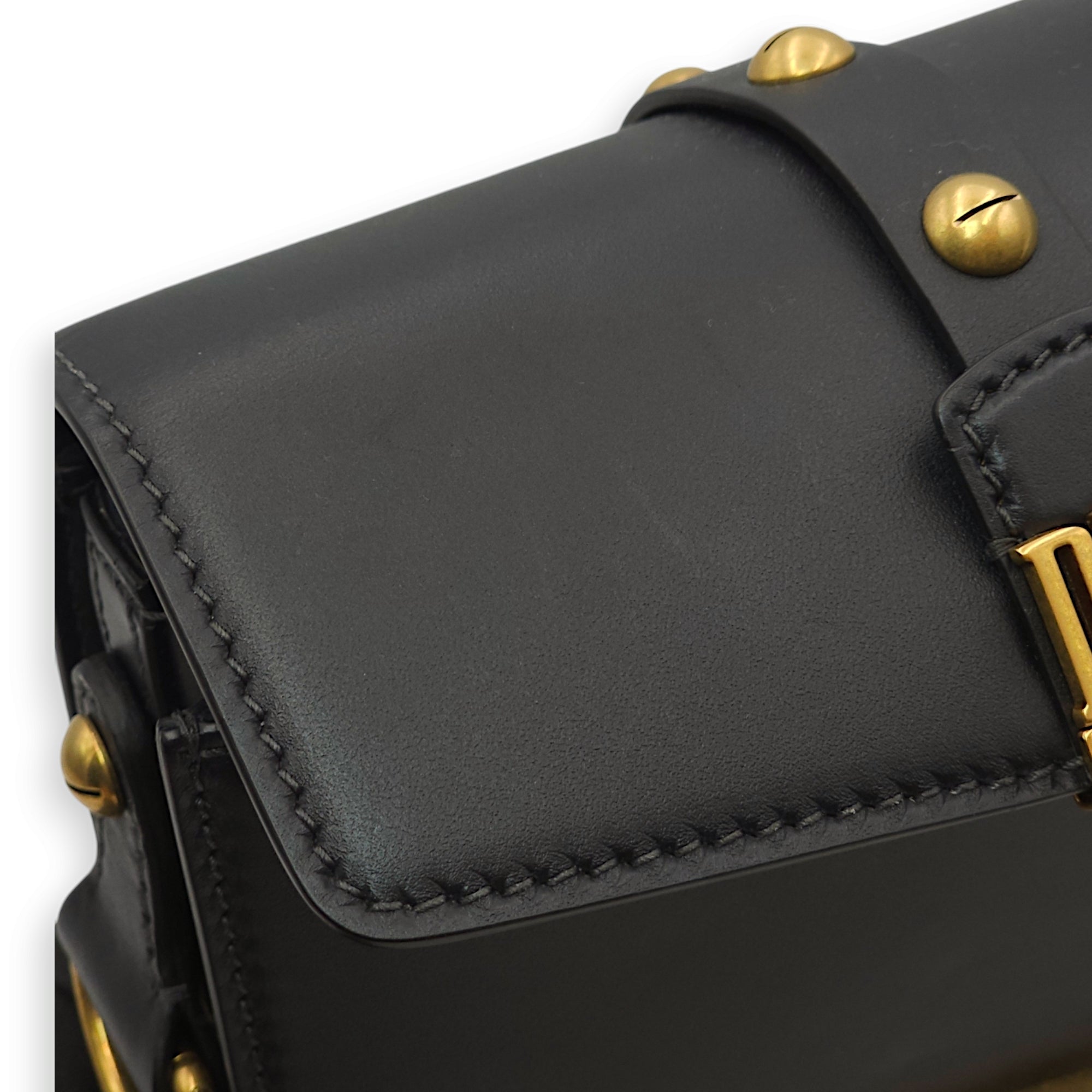 Dioraddict Square Flap Black Shoulder Bag in Calfskin, Gold hardware