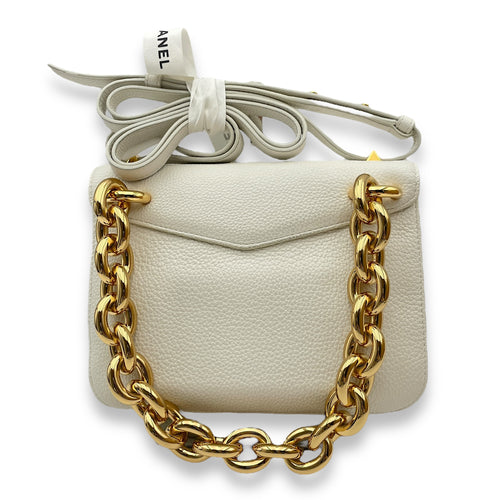 Mount White Crossbody Bag in Calfskin, Gold hardware