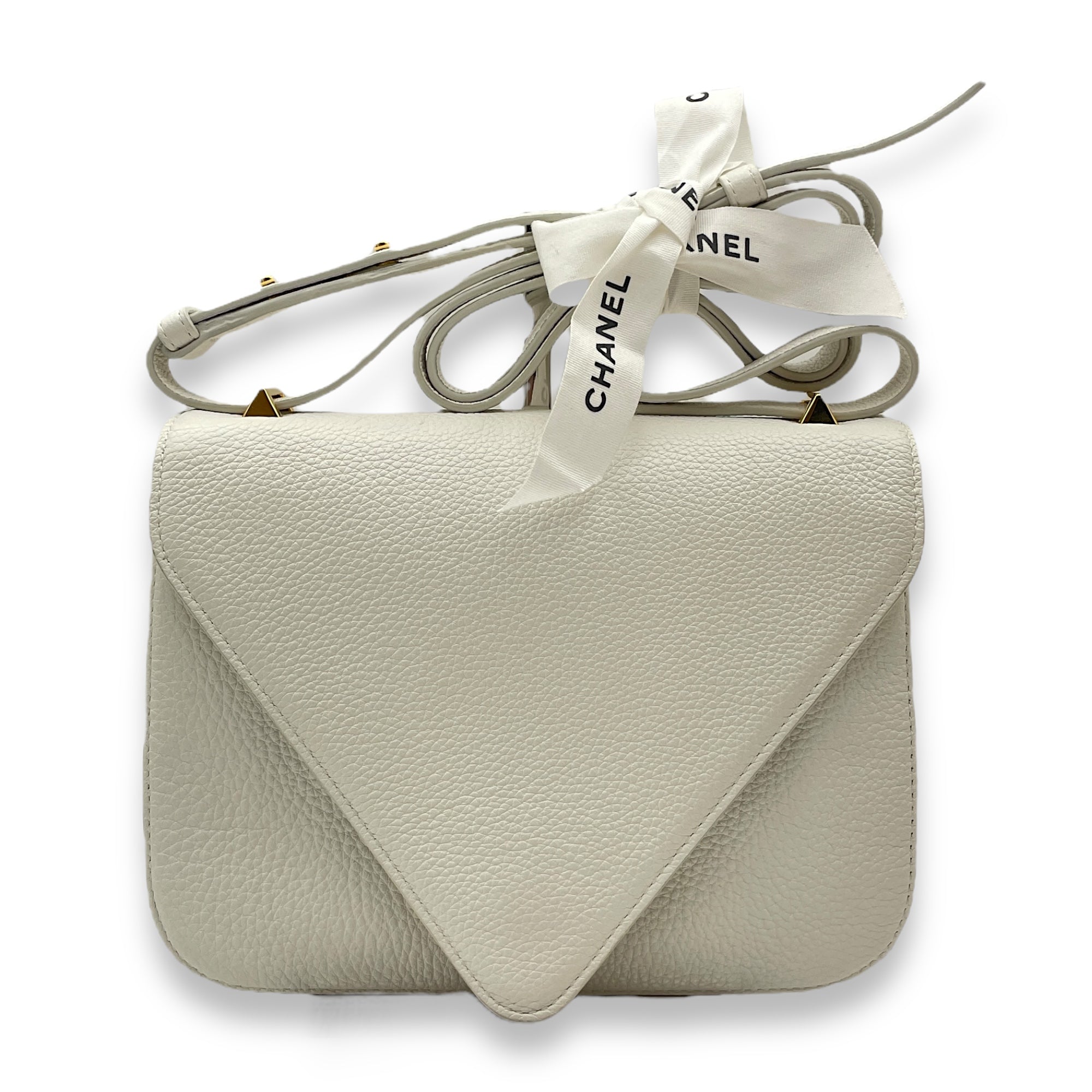 Mount White Crossbody Bag in Calfskin, Gold hardware