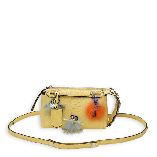 Mini By The Way Satchel with Miniature Creations Yellow Crossbody Bag in Python/Sequins/Beads/Crystals, Silver hardware