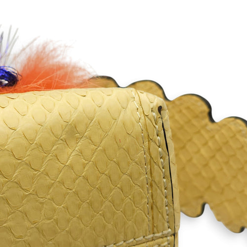 Mini By The Way Satchel with Miniature Creations Yellow Crossbody Bag in Python/Sequins/Beads/Crystals, Silver hardware