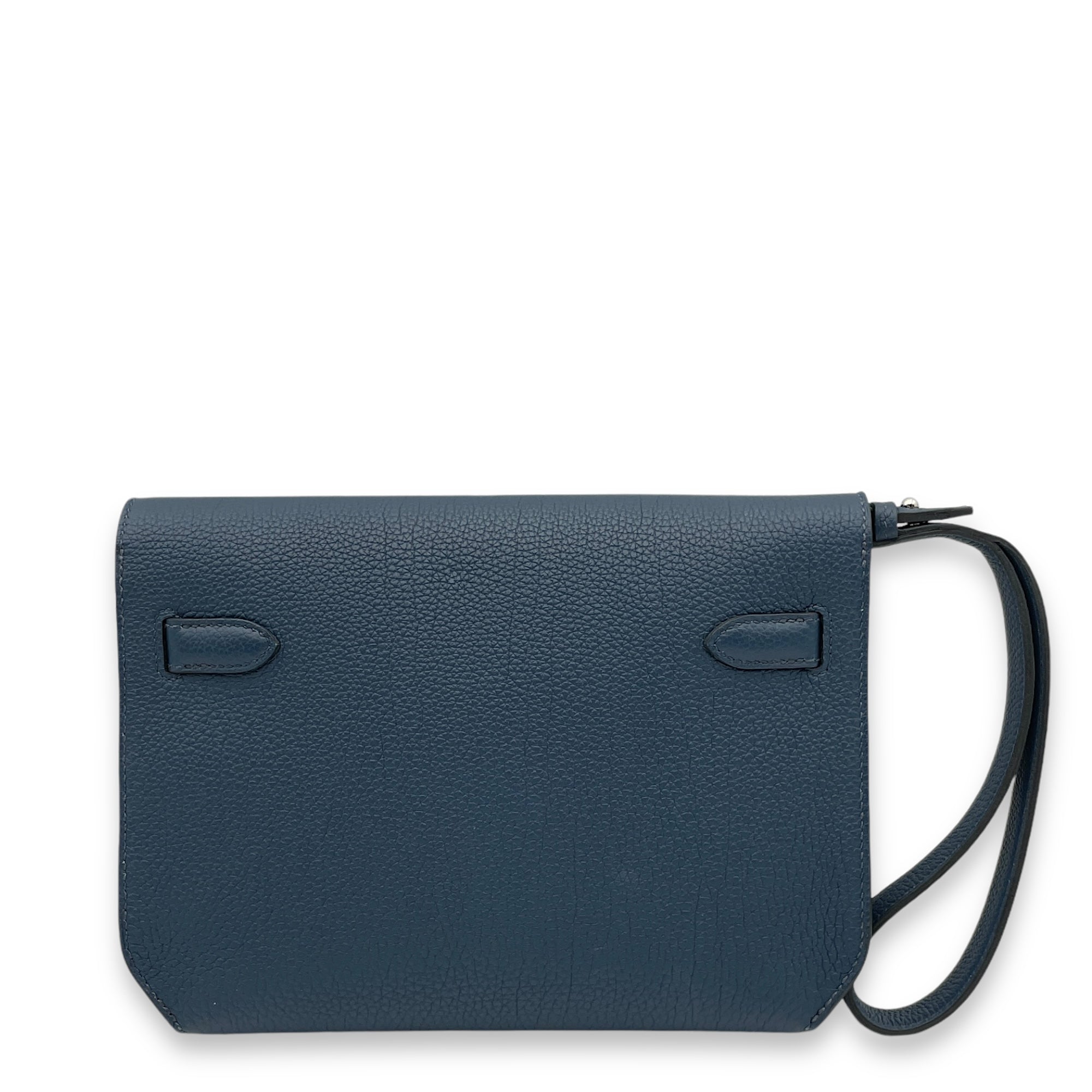 Pochette Kelly Depeches Blue De Prusse in Togo, Palladium hardware