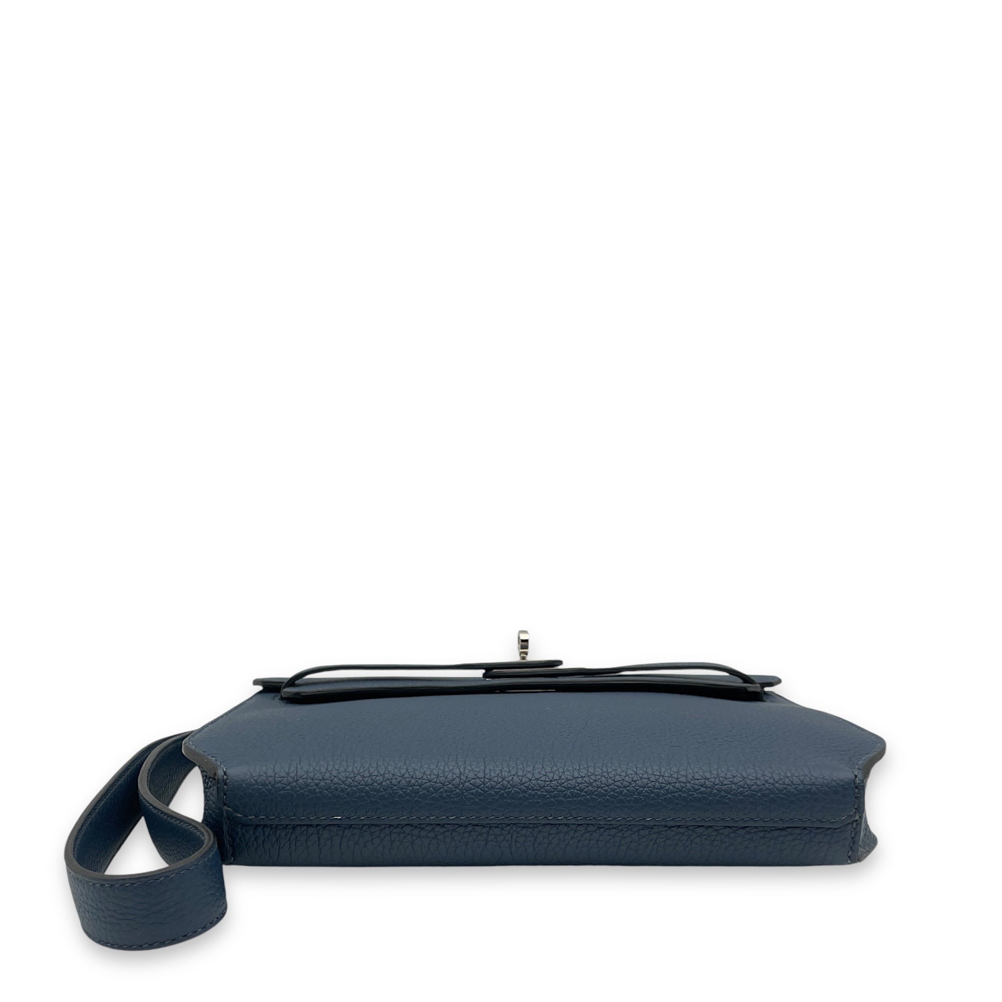 Pochette Kelly Depeches Blue De Prusse in Togo, Palladium hardware