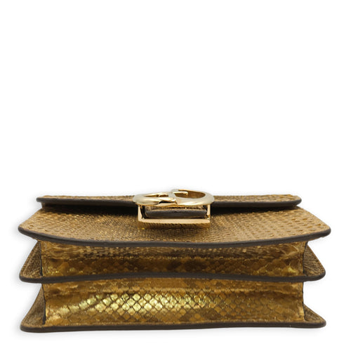 GG Gold Top Handle Bag in Python Leather, Gold hardware