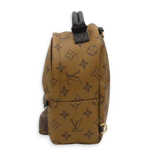 Palm Springs Mini Reverse Monogram Backpack in Monogram Coated Canvas, Gold hardware