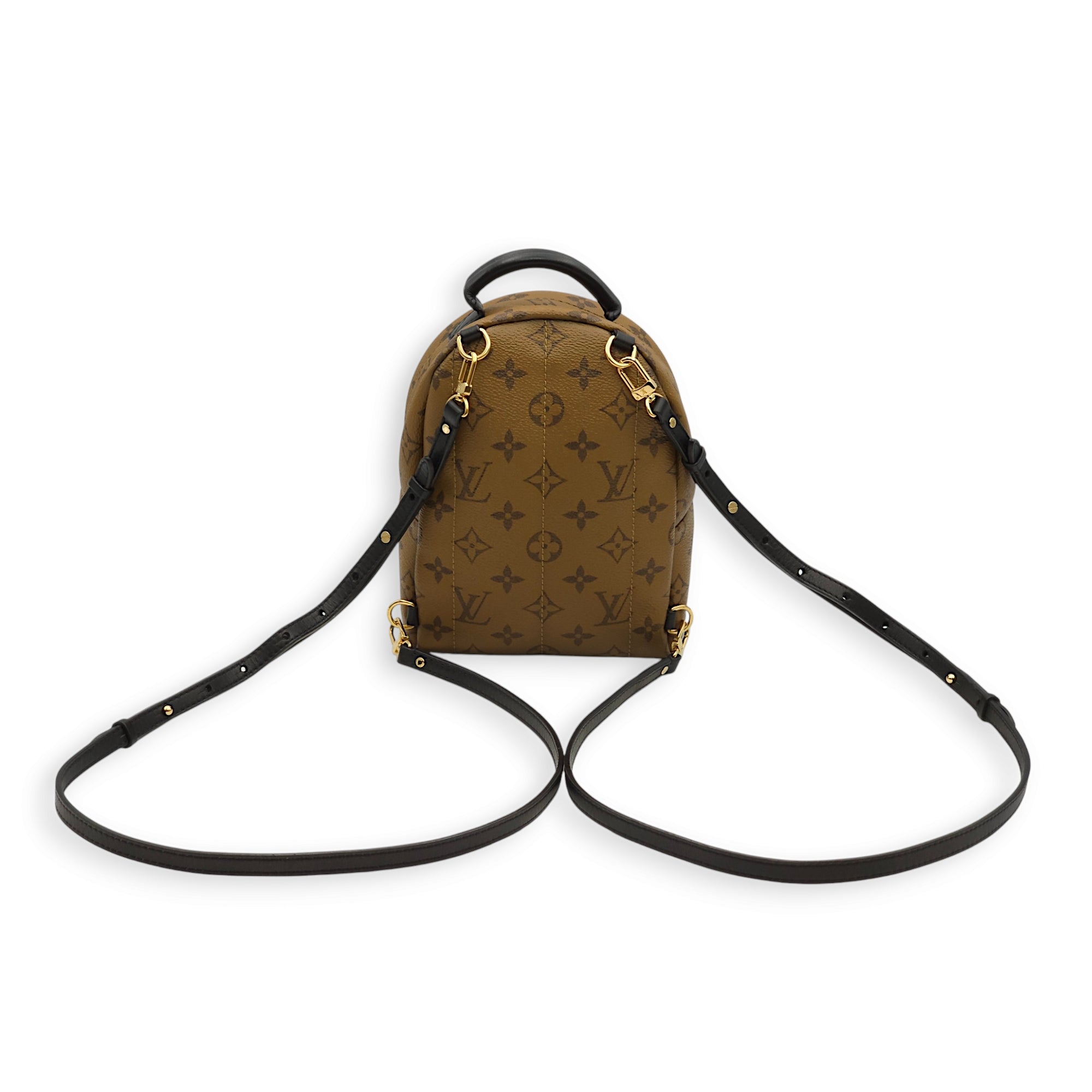 Palm Springs Mini Reverse Monogram Backpack in Monogram Coated Canvas, Gold hardware