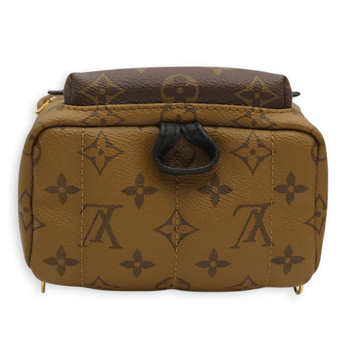 Palm Springs Mini Reverse Monogram Backpack in Monogram Coated Canvas, Gold hardware