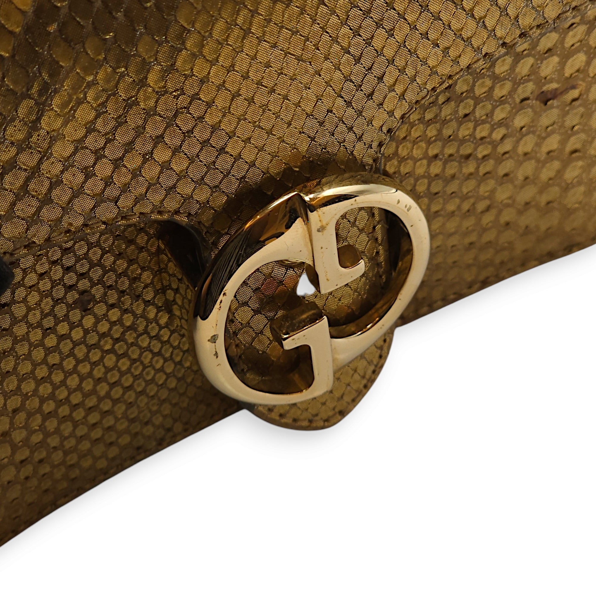 GG Gold Top Handle Bag in Python Leather, Gold hardware