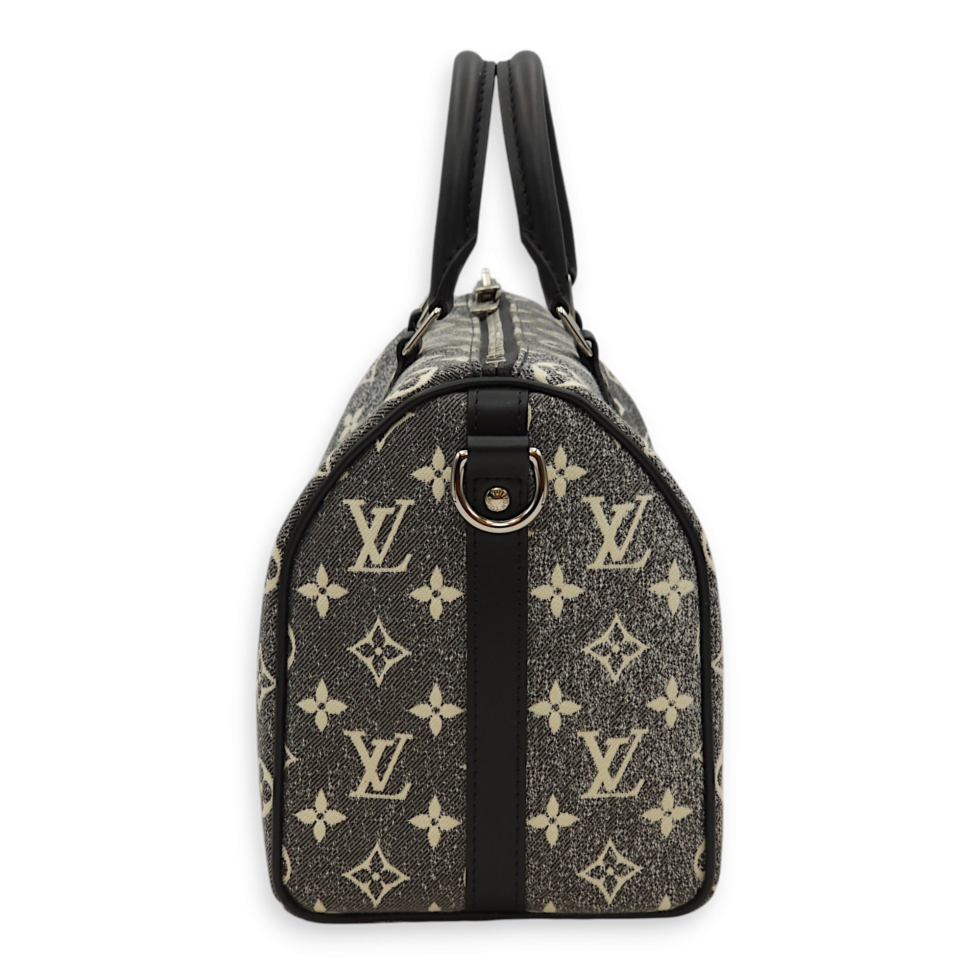 Louis Vuitton Speedy Bandouliere 25 Black Top Handle Bag in Denim Calfskin Silver hardware Singapore