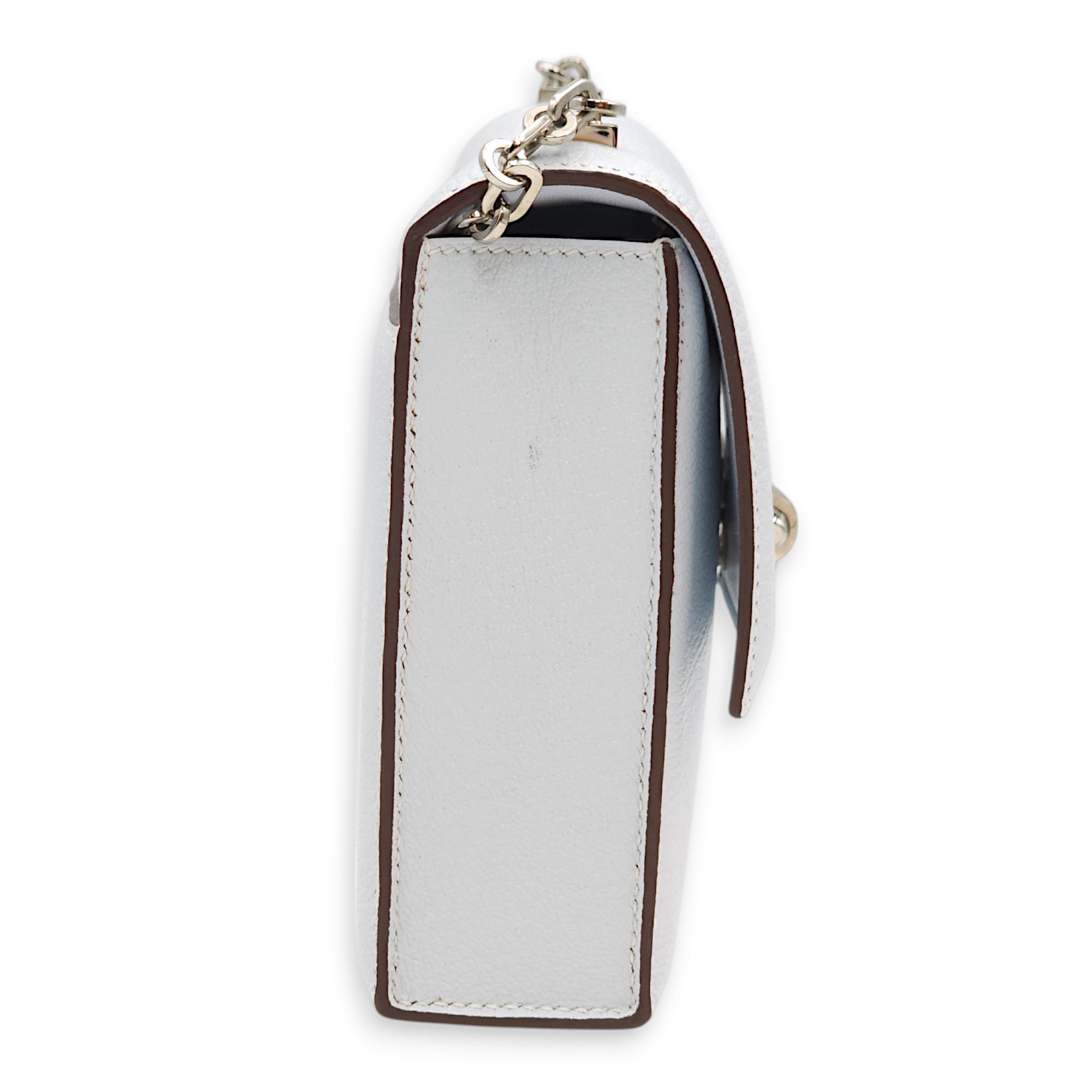 Verrou Chaine Mini Blue Brune in Chevre Leather, Palladium hardware