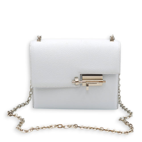 Verrou Chaine Mini Blue Brune in Chevre Leather, Palladium hardware