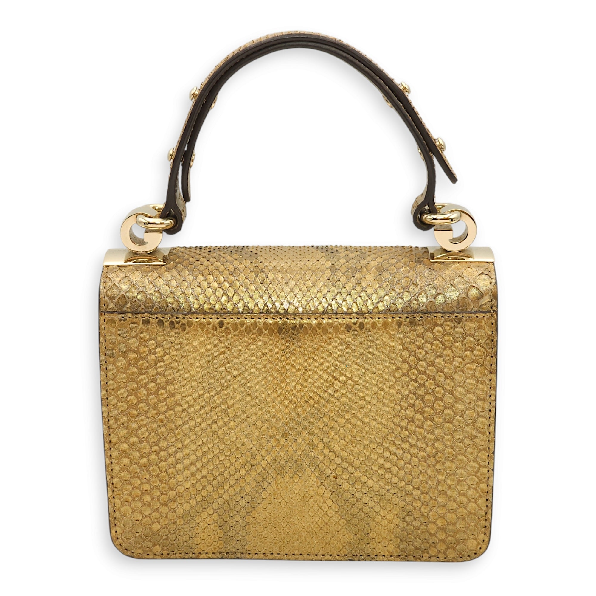 GG Gold Top Handle Bag in Python Leather, Gold hardware