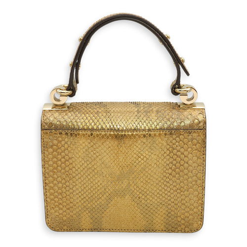 GG Gold Top Handle Bag in Python Leather, Gold hardware