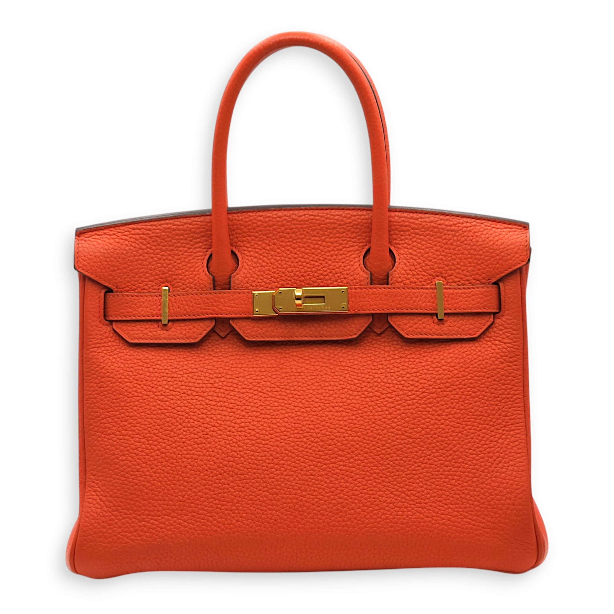 Birkin 30 Orange Poppy in Clemence, Gold hardware