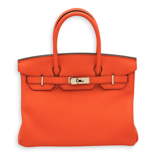 Birkin 30 Orange Poppy in Togo, Palladium hardware