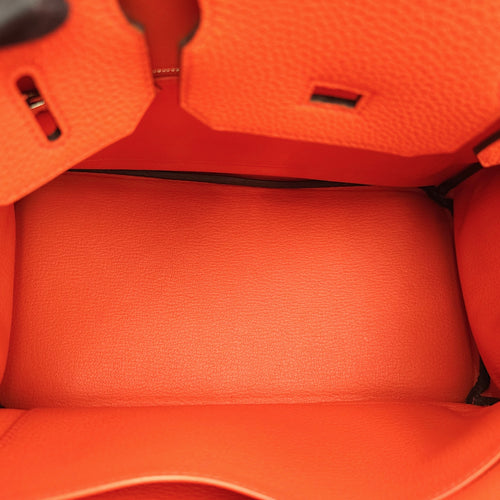 Birkin 30 Orange Poppy in Togo, Palladium hardware