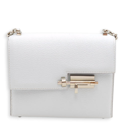 Verrou Chaine Mini Blue Brune in Chevre Leather, Palladium hardware