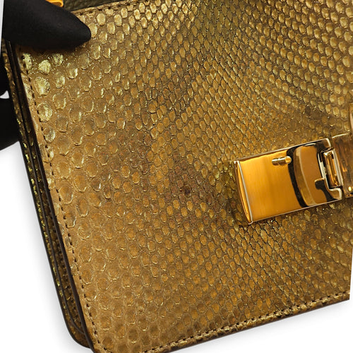 GG Gold Top Handle Bag in Python Leather, Gold hardware