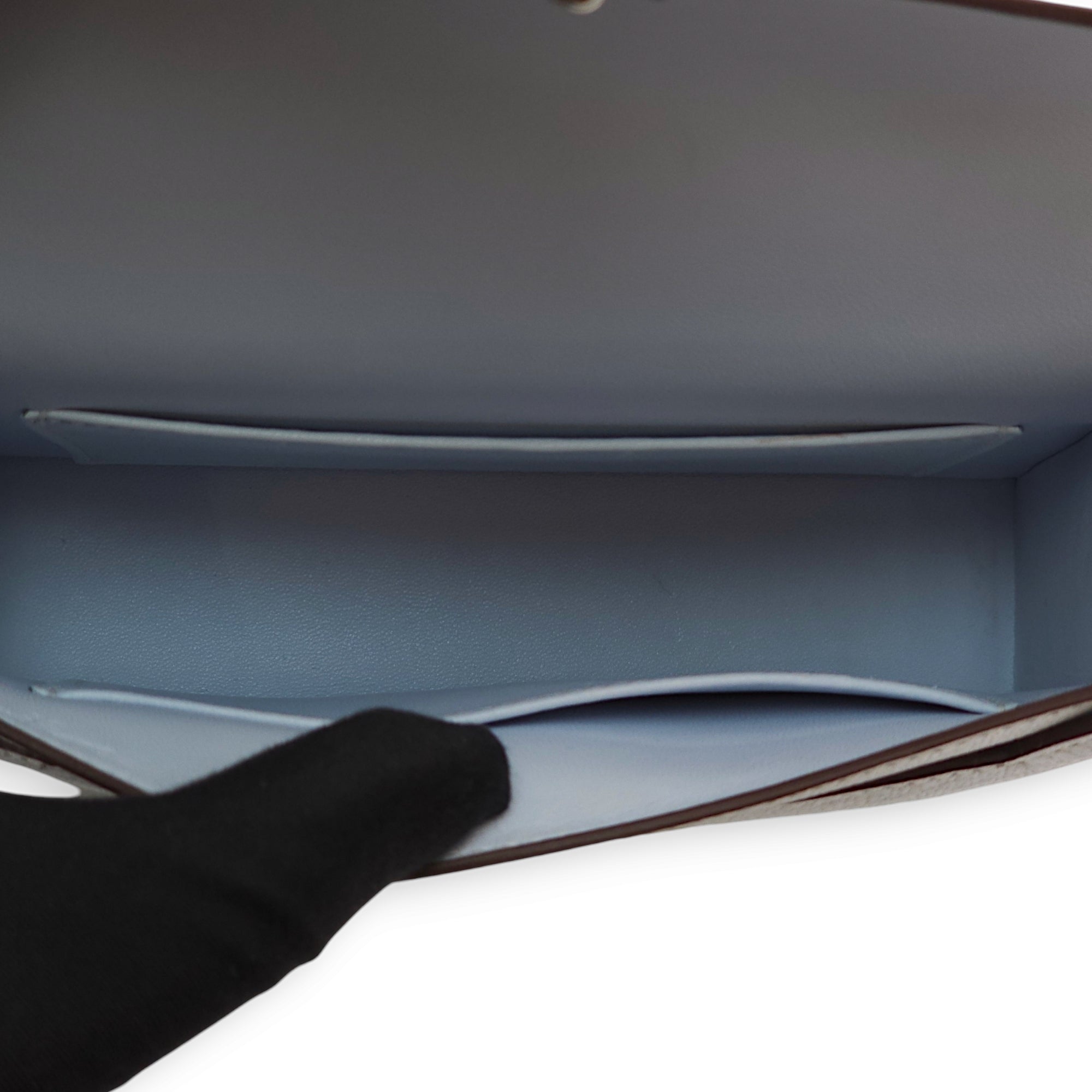 Verrou Chaine Mini Blue Brune in Chevre Leather, Palladium hardware