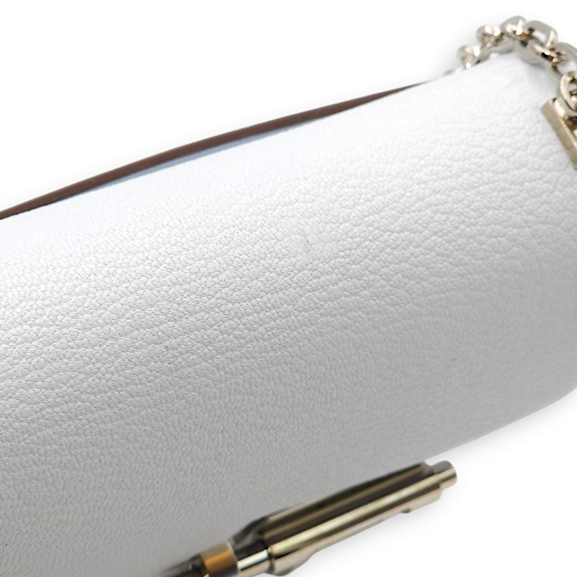 Verrou Chaine Mini Blue Brune in Chevre Leather, Palladium hardware